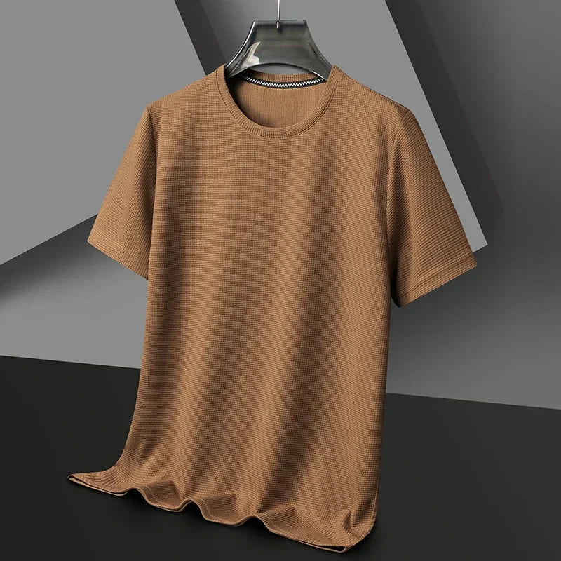 Men's T-Shirt with Waffle Texture and Breathable Comfort for Warm Days