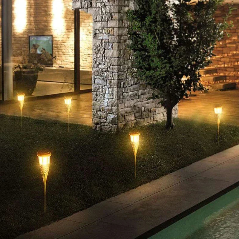 Solar Flickering Flame Garden Torch Set