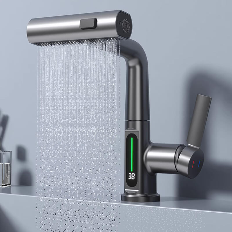 Pull-Out Swivel Tap with Digital Temperature Display