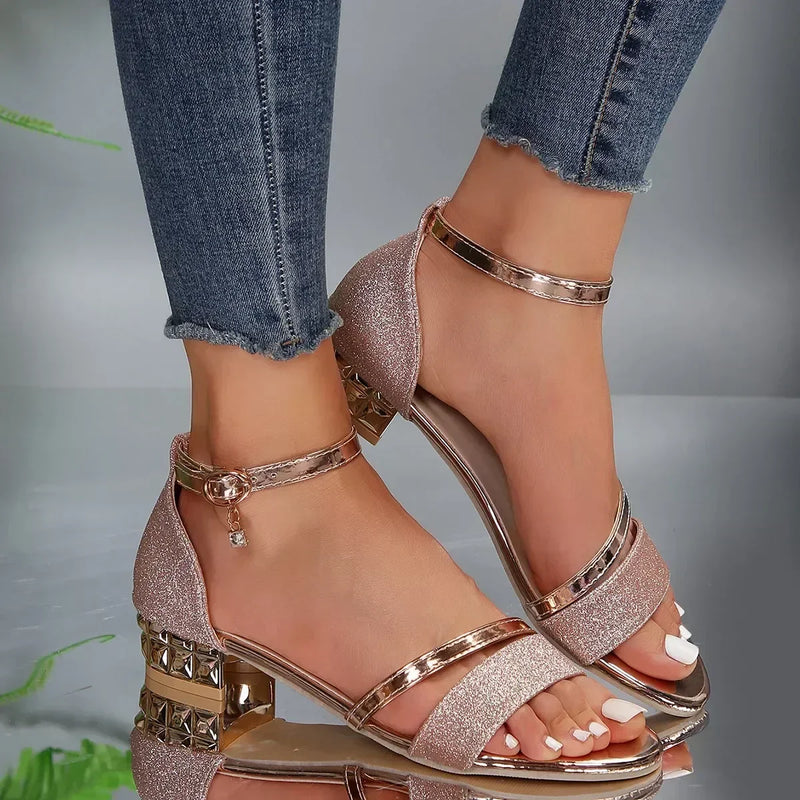 Ladies' Elegant Sandals with Comfortable Heel for Festive Summer Outfits