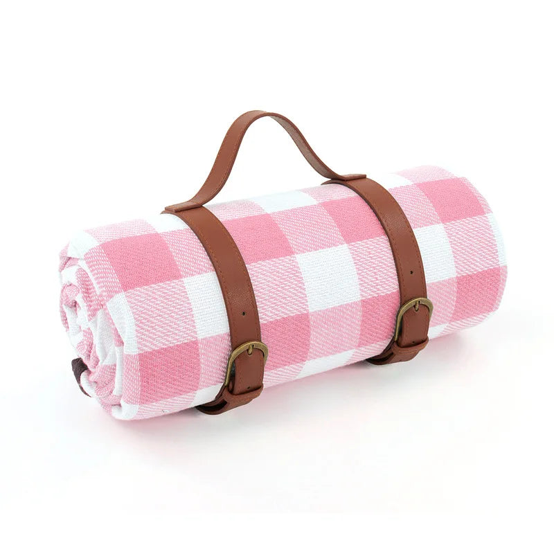 Waterproof Picnic Blanket with Checked Pattern and Comfortable Foam Filling