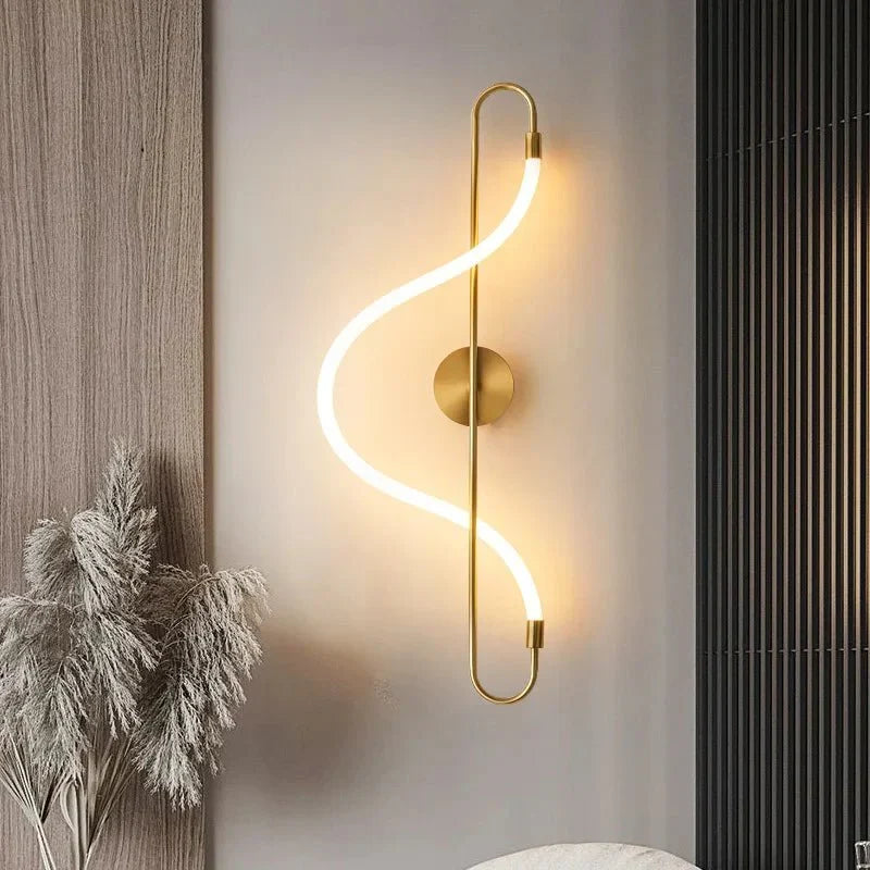 Wall Light with Curved LED Strip and Slender Metal Frame