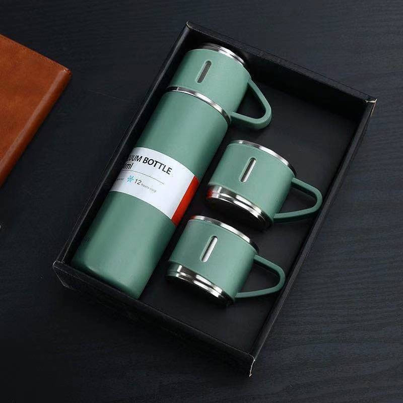Stainless Steel Vacuum Flask with Cup Lid for Hot and Cold Drinks