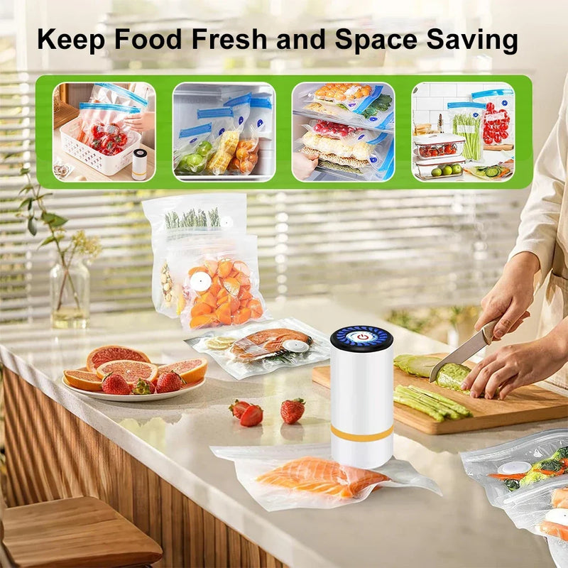 Portable Electric Food Vacuum Pump with Reusable Storage Bags