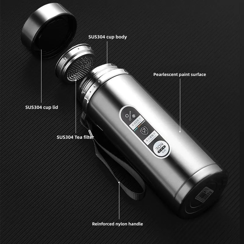 Insulated Stainless Steel Vacuum Flask with LED Temperature Display