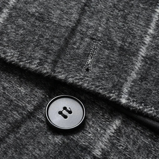 Men's Wool Overcoat with Check Pattern and Quilted Lining – Timeless and Warm