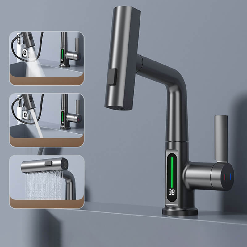 Pull-Out Swivel Tap with Digital Temperature Display