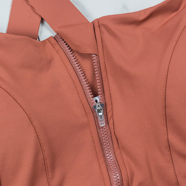 Women's Adjustable Zip-Front Sports Bra for High-Intensity Training