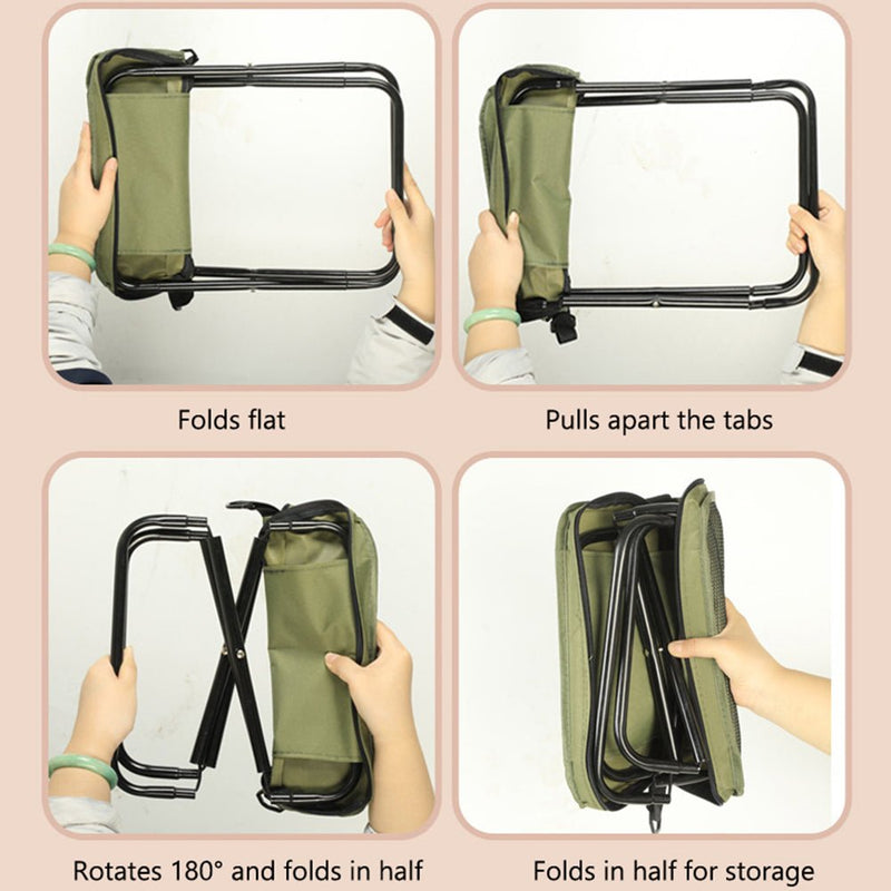 2-in-1 Folding Camping Chair with Integrated Storage Bag