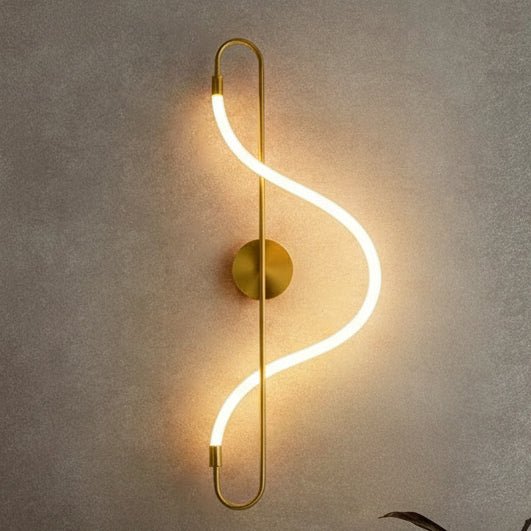 Wall Light with Curved LED Strip and Slender Metal Frame