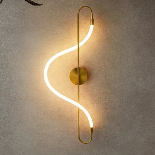 Wall Light with Curved LED Strip and Slender Metal Frame