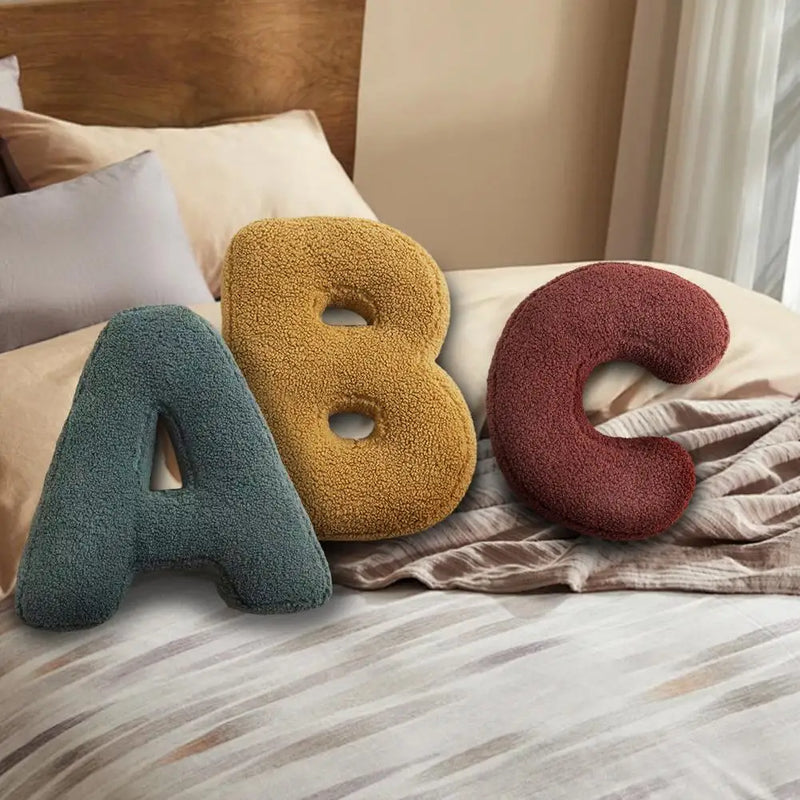 Decorative Alphabet Cushion with Velvet Texture for Home Interior