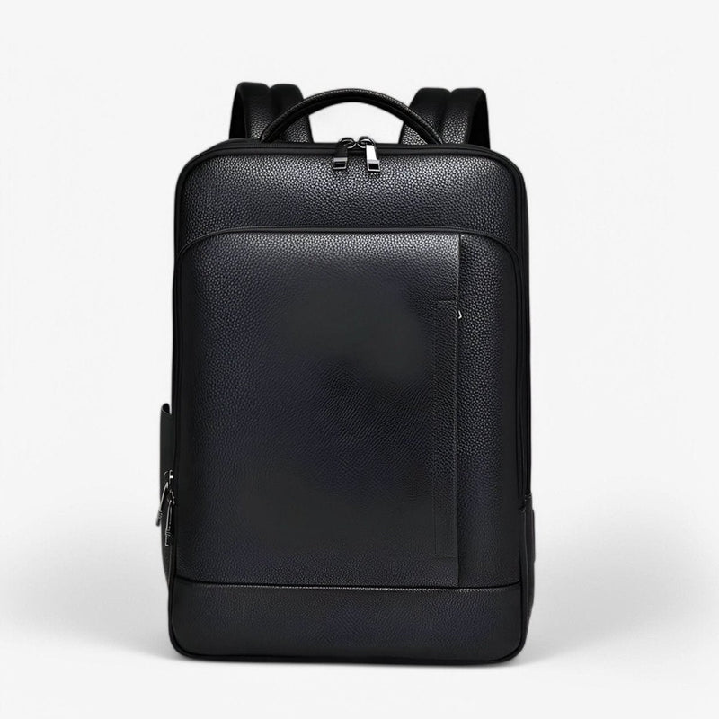 Unisex PU Leather Laptop Backpack with USB Charging Port for Everyday Travel