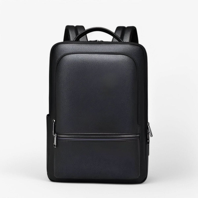 Unisex PU Leather Laptop Backpack with USB Charging Port for Everyday Travel