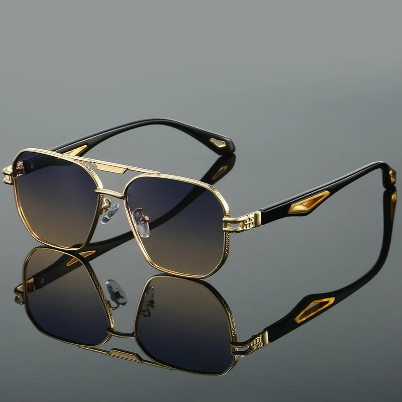 Men's UV400 Gradient Lens Sunglasses with Lightweight Metal Frame