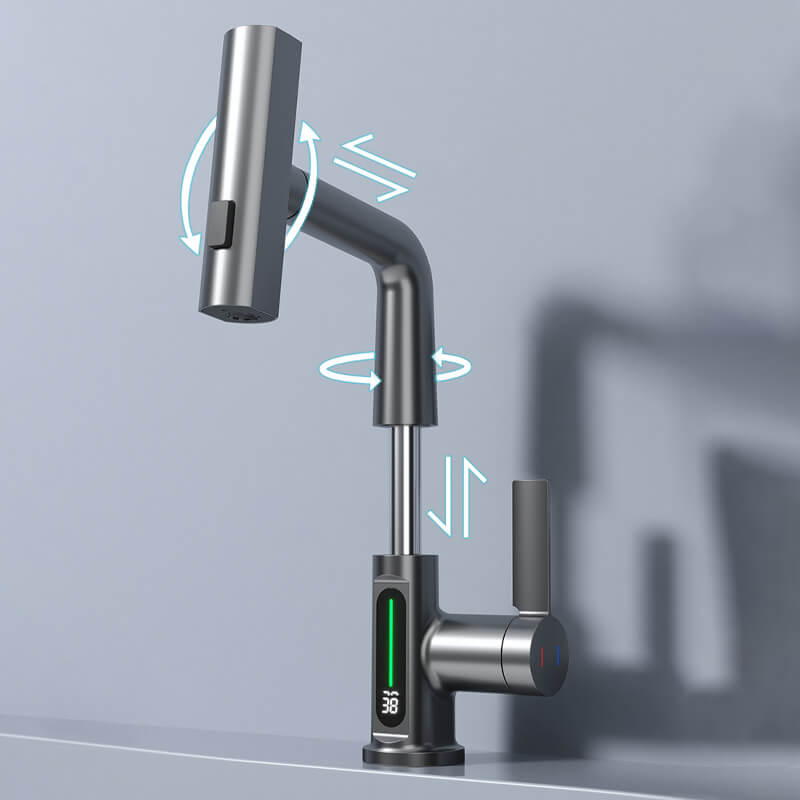 Pull-Out Swivel Tap with Digital Temperature Display