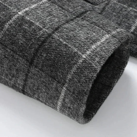Men's Wool Overcoat with Check Pattern and Quilted Lining – Timeless and Warm