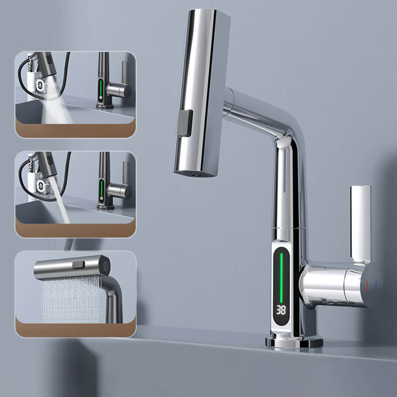 Pull-Out Swivel Tap with Digital Temperature Display