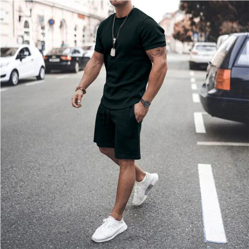 Men's Summer Set with T-Shirt and Shorts for Comfortable Style