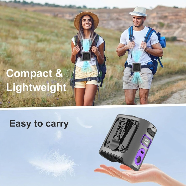 Portable Waist Fan with Cooling Pad, Power Bank and Built-in LED Torch