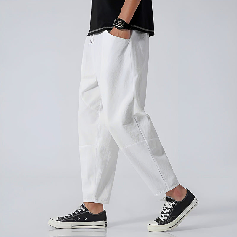 Cropped Men's Trousers in Cotton-Linen – Breathable, Comfortable, and Relaxed