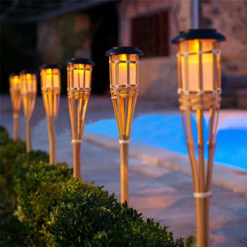 Solar Flickering Flame Garden Torch Set