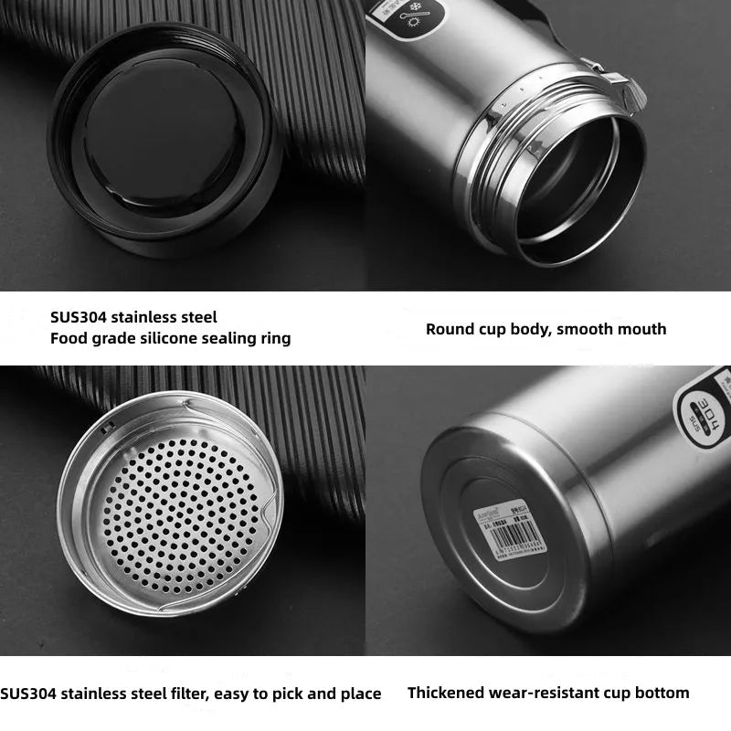Insulated Stainless Steel Vacuum Flask with LED Temperature Display