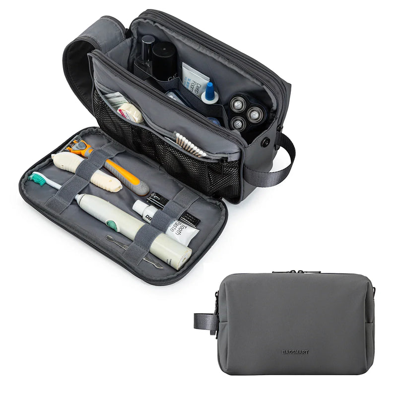Water-resistant toiletry bag with multiple compartments and zips – Practical for travel