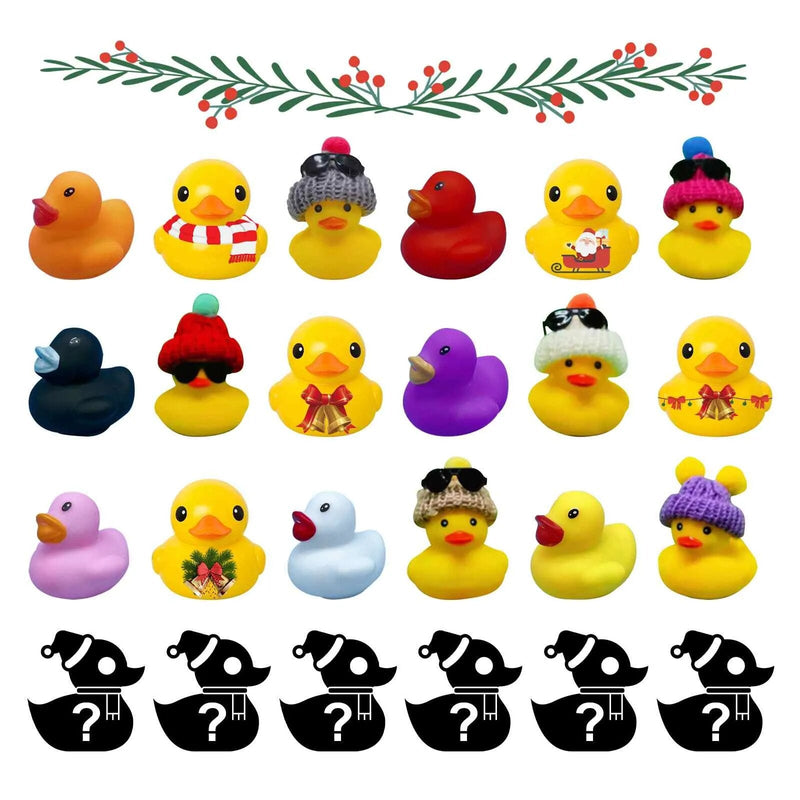 24-Day Christmas Rubber Duck Advent Calendar with Festive Bath Toys