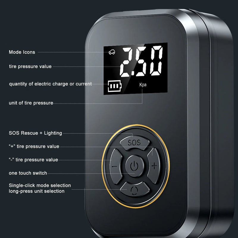 Cordless Digital Tyre Inflator with Power Bank
