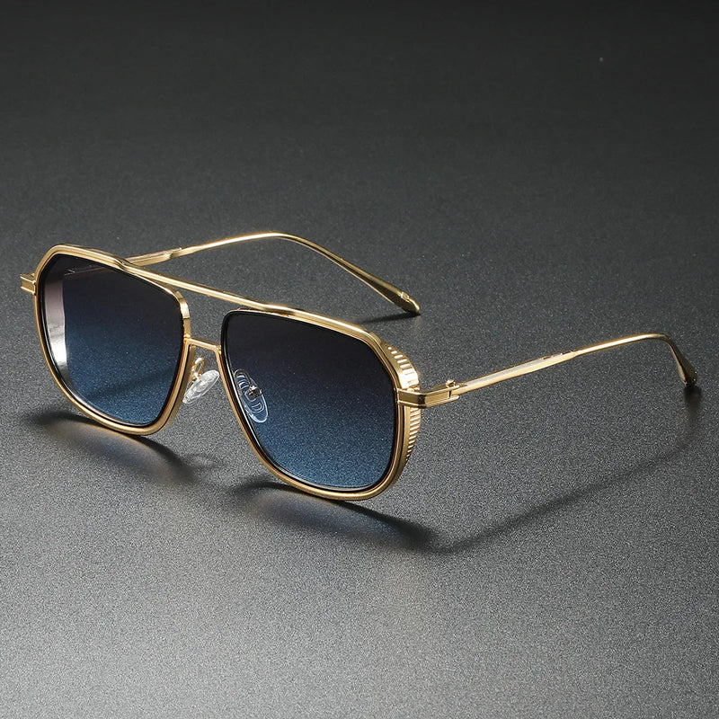 Men's Retro Aviator Sunglasses with Gradient UV400 Protective Lenses