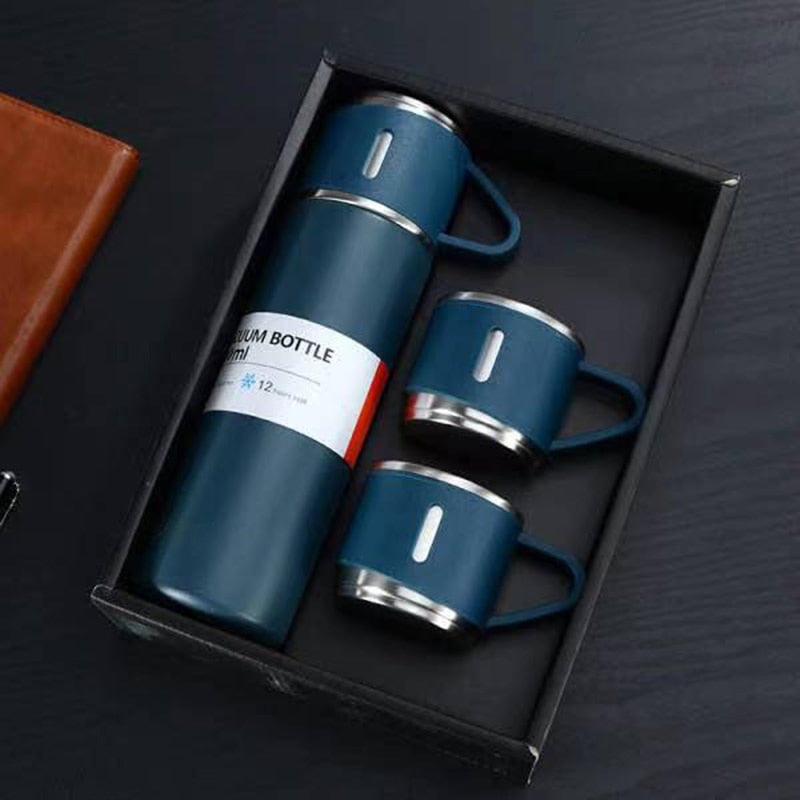 Stainless Steel Vacuum Flask with Cup Lid for Hot and Cold Drinks