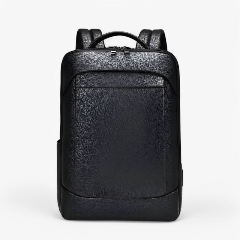 Unisex PU Leather Laptop Backpack with USB Charging Port for Everyday Travel