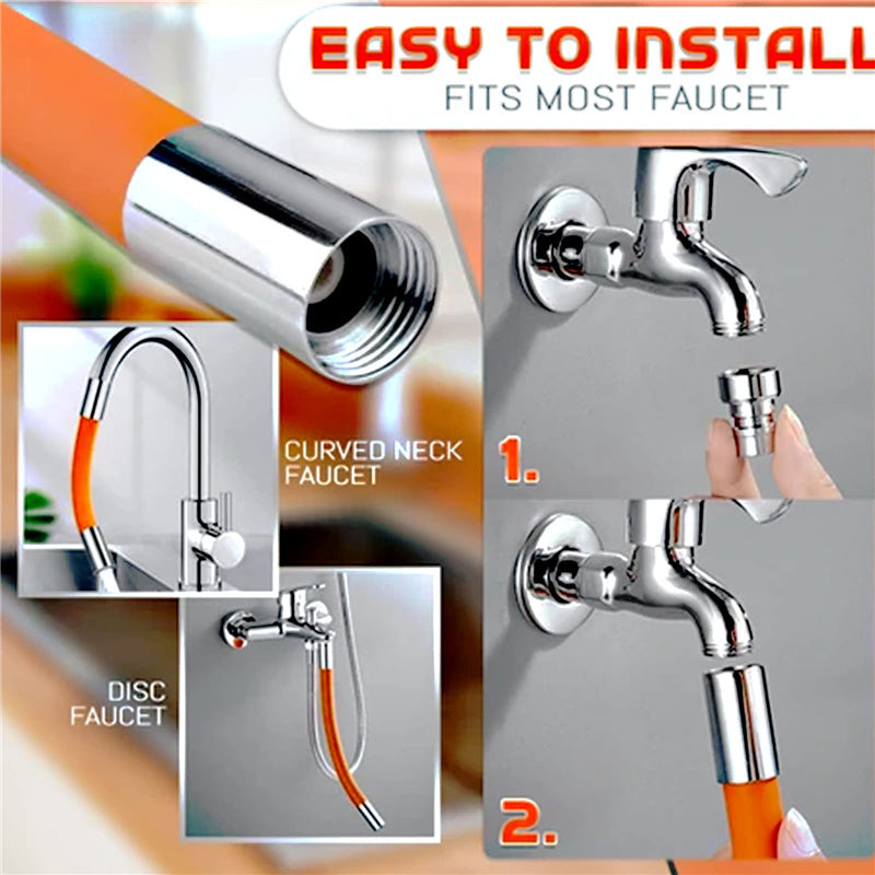 360° Flexible Faucet Extension with Bendable Gooseneck & Splash-Reducing Flow