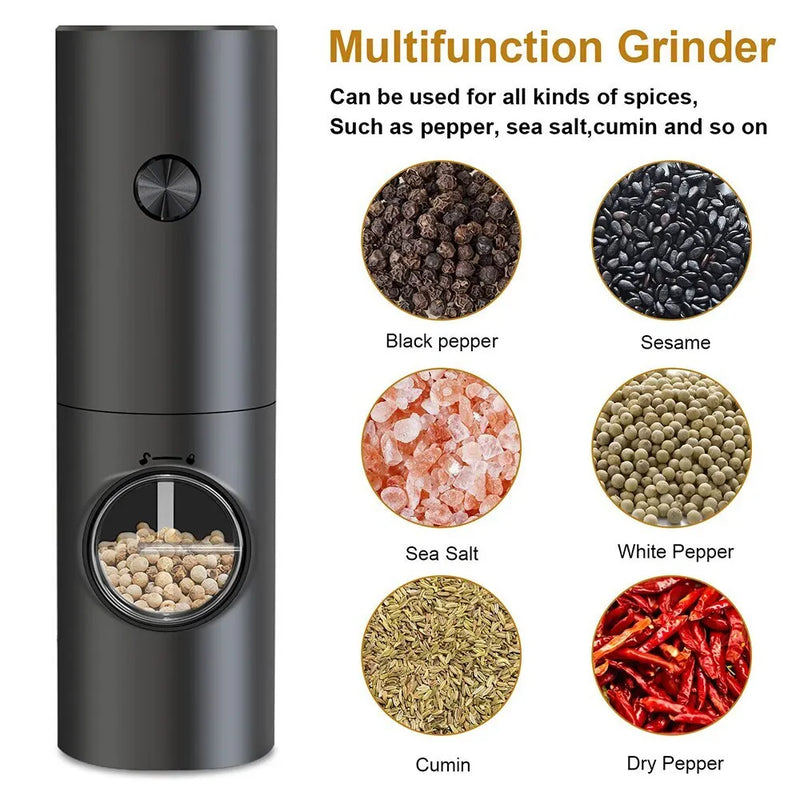 Pair of Automatic Salt and Pepper Mills with Adjustable Grind