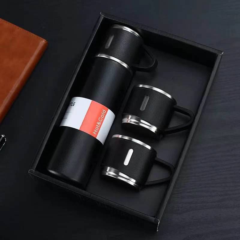 Stainless Steel Vacuum Flask with Cup Lid for Hot and Cold Drinks