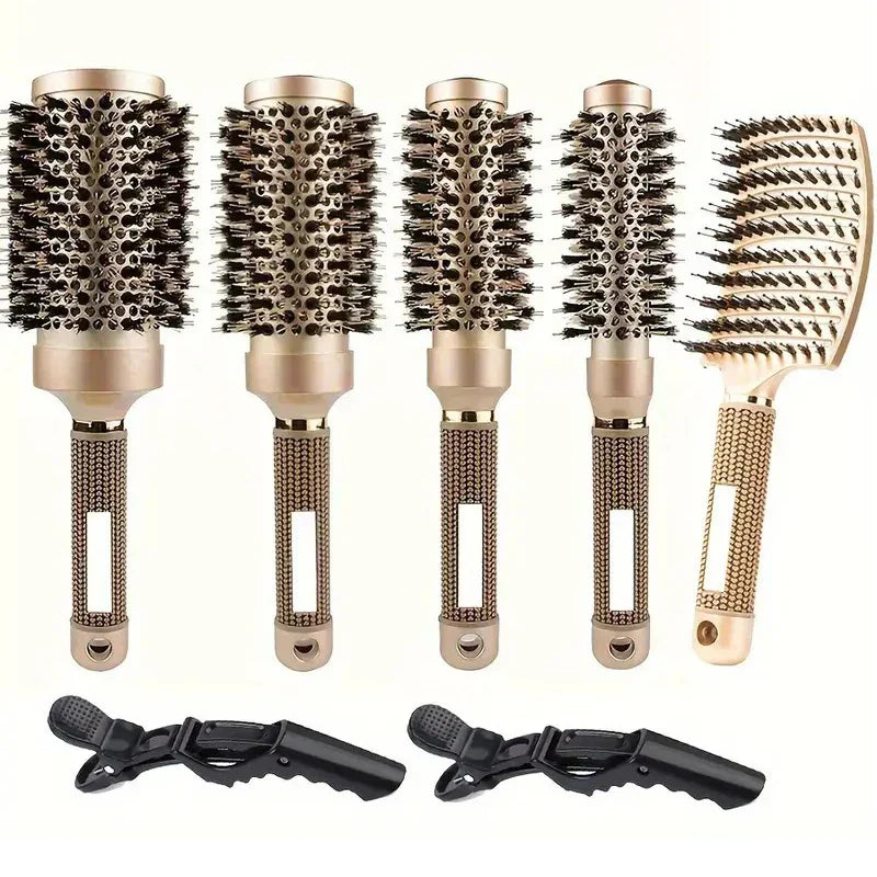 Professional Round Hair Brush Set for Blow-Drying – Ceramic and Anti-Frizz