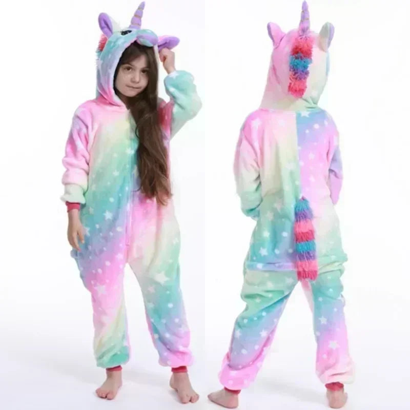 Unicorn Fleece Onesie – Cute Pajamas with Horn and Ears for Girls