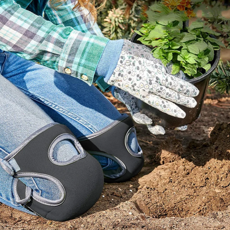Strap-On Gardening Knee Pads with Flexible Protective Covers