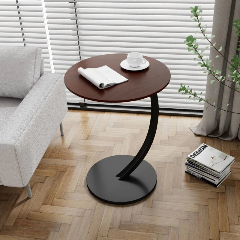 Compact Round Side Table for Living Room and Bedroom with Stable Frame