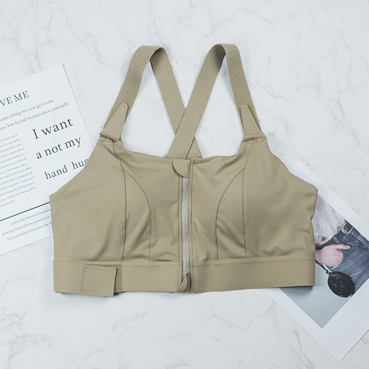 Women's Adjustable Zip-Front Sports Bra for High-Intensity Training