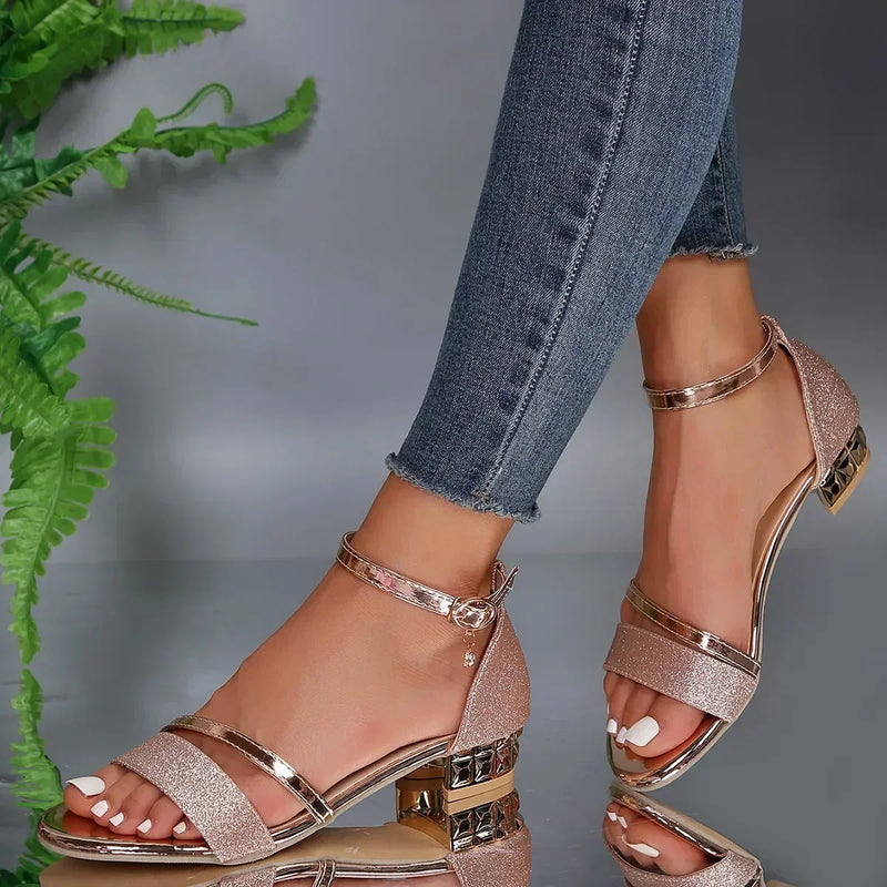 Ladies' Elegant Sandals with Comfortable Heel for Festive Summer Outfits