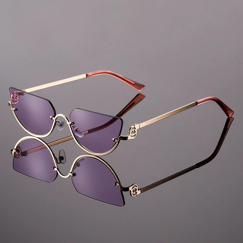 Women's Half-Rim Cat Eye Sunglasses with UV400 Protective Lenses
