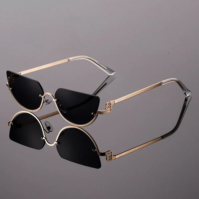 Women's Half-Rim Cat Eye Sunglasses with UV400 Protective Lenses