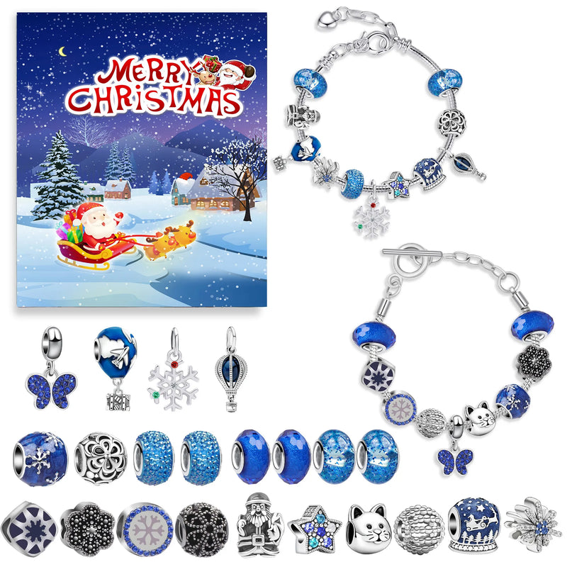 24-Day Christmas Jewellery Advent Calendar with Bracelet & Festive Charms