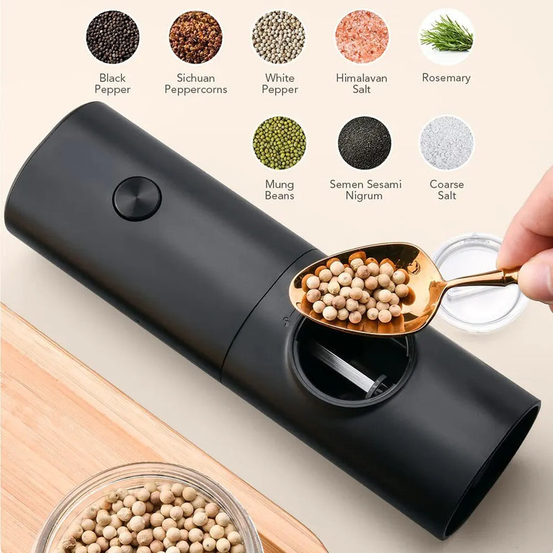 Pair of Automatic Salt and Pepper Mills with Adjustable Grind