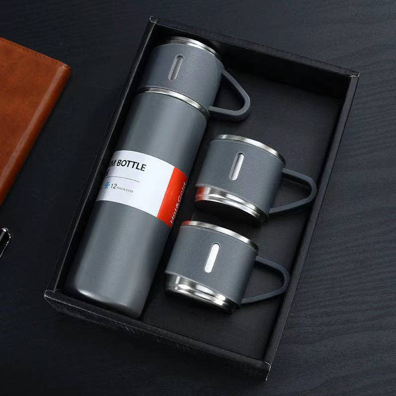 Stainless Steel Vacuum Flask with Cup Lid for Hot and Cold Drinks