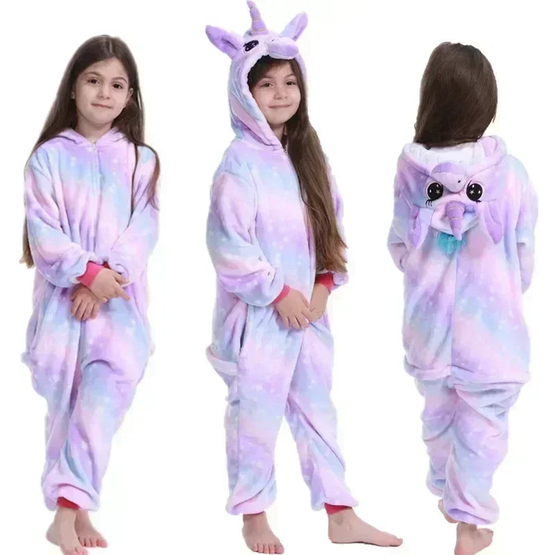 Unicorn Fleece Onesie – Cute Pajamas with Horn and Ears for Girls