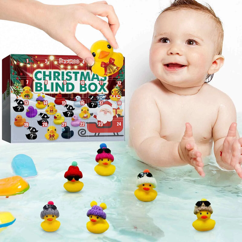 24-Day Christmas Rubber Duck Advent Calendar with Festive Bath Toys