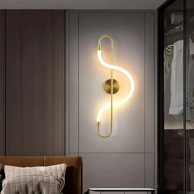 Wall Light with Curved LED Strip and Slender Metal Frame